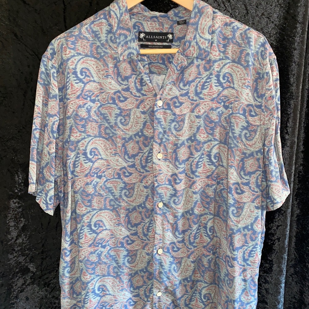 All Saints Blue Paisley Men's Shirt